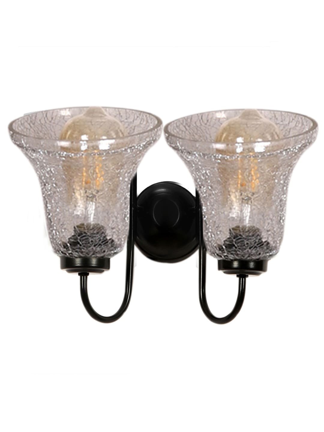 Ambika Home Dual Wall mounted Black lamp with Transparent Crinkle Glass | Modern Wall Light for Living Room Bedroom Hallway Lobby Staircase | Decorative Indoor Wall Sconce - Image 8