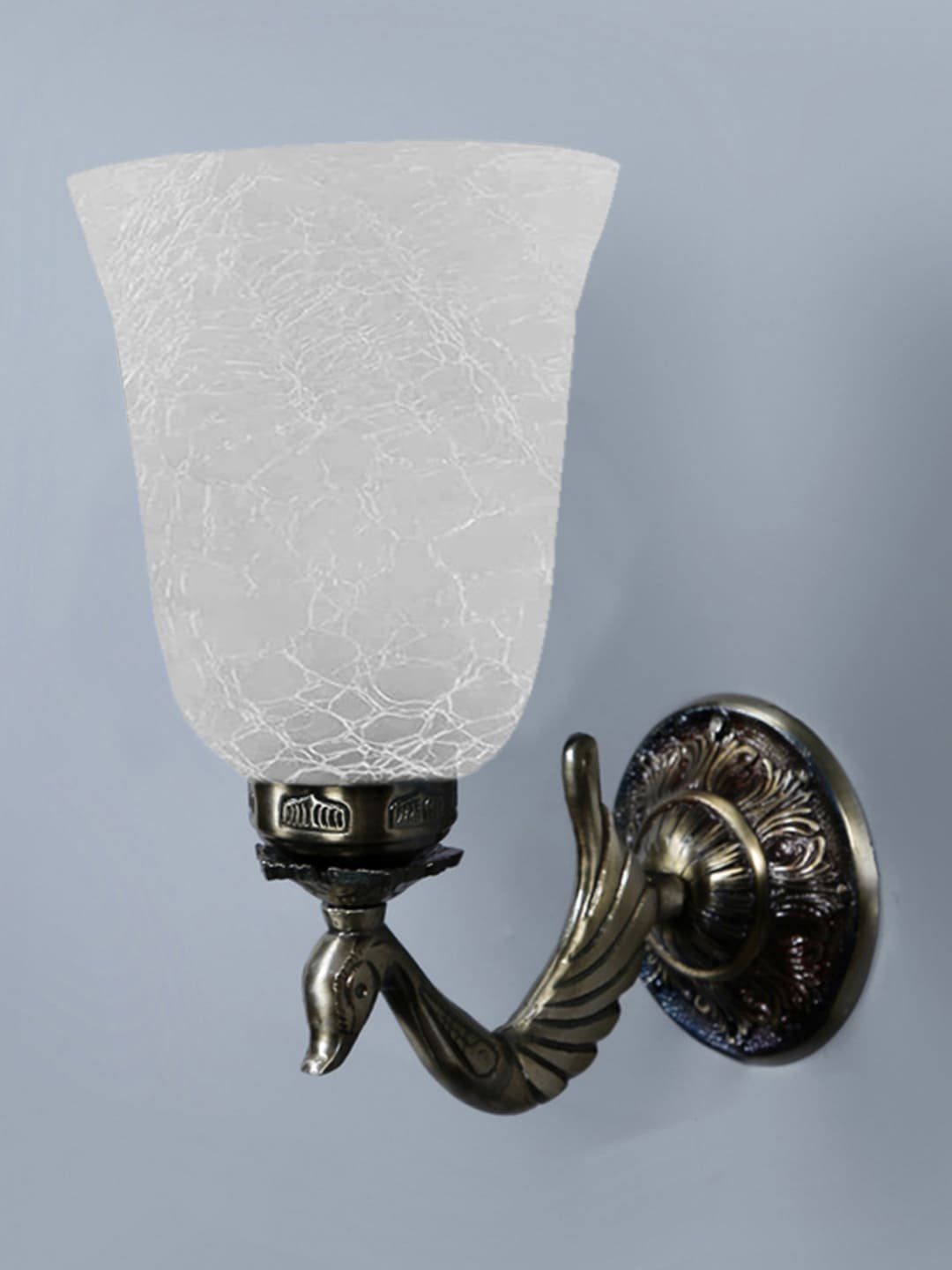 Ambika Home Antique wall lamp with White Milky Crinkle Glass | Modern Wall Light for Living Room Bedroom Hallway Lobby Staircase | Decorative Indoor Wall Sconce - Image 7