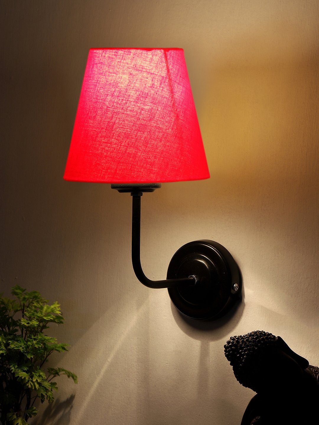 Ambika Home Red cotton Wall mounted Lamp Iron Base Decorative Wall Lamp for Living Room, Bedroom & Hallway - Image 3