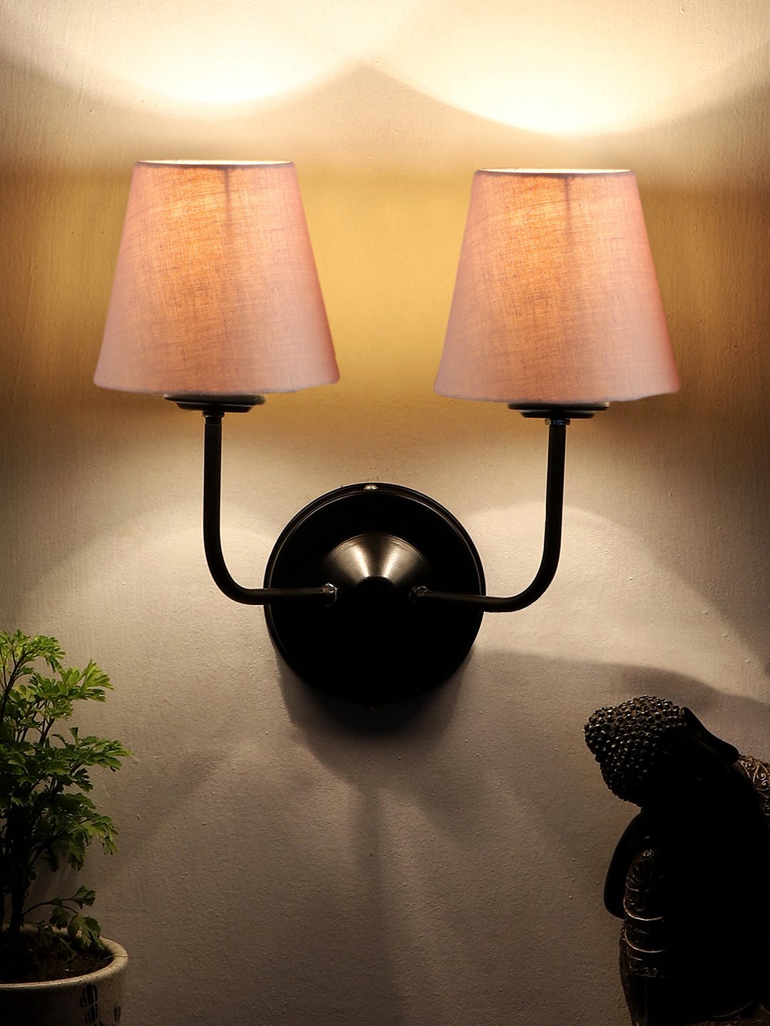 Ambika Home Dual Grey cotton Wall mounted Lamp Iron Base Decorative Wall Lamp for Living Room, Bedroom & Hallway - Image 3