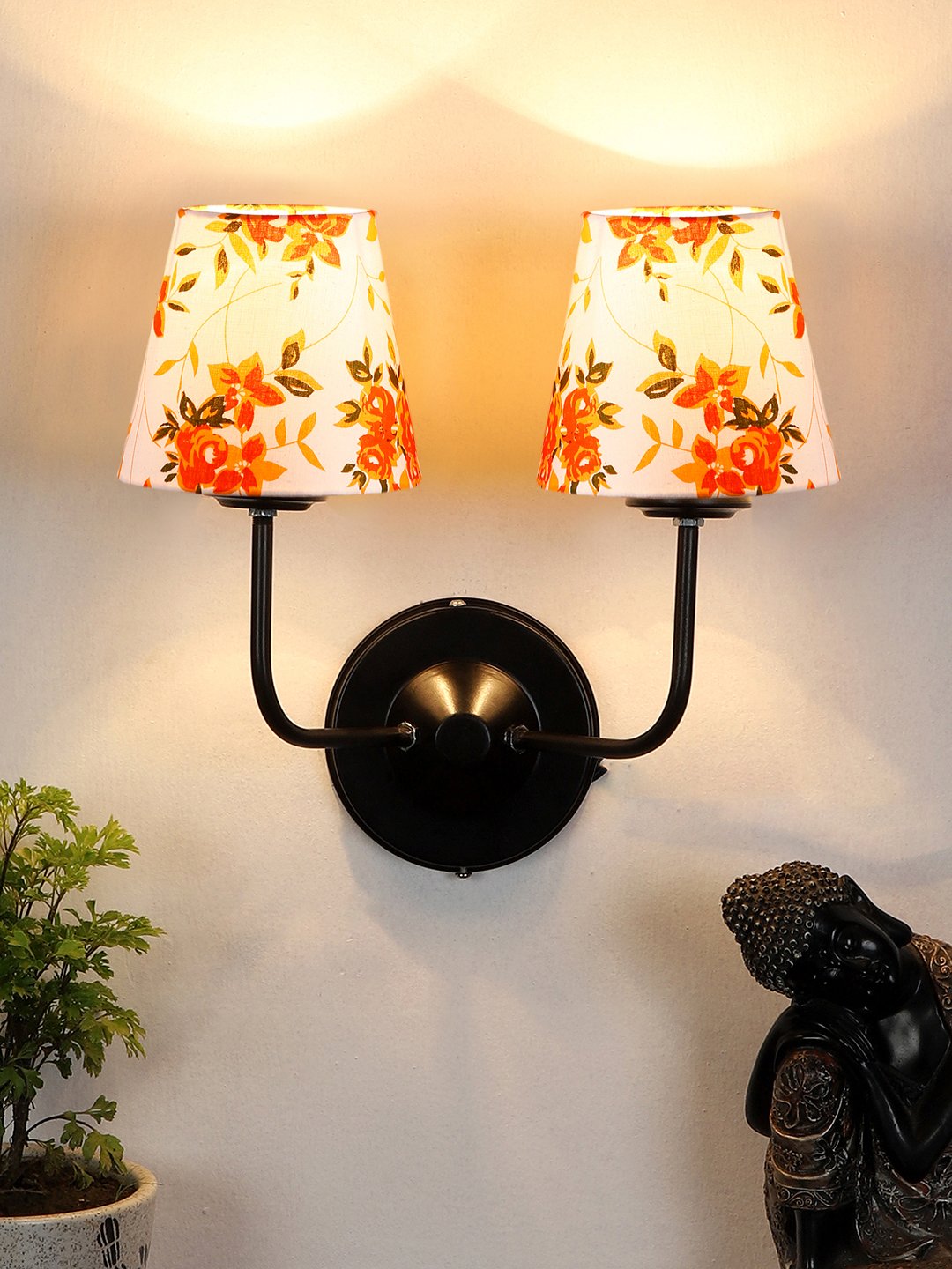 Ambika Home Dual Multicolor cotton shade wall mounted lamp with iron base Decorative Wall Lamp for Living Room, Bedroom & Hallway - Image 3