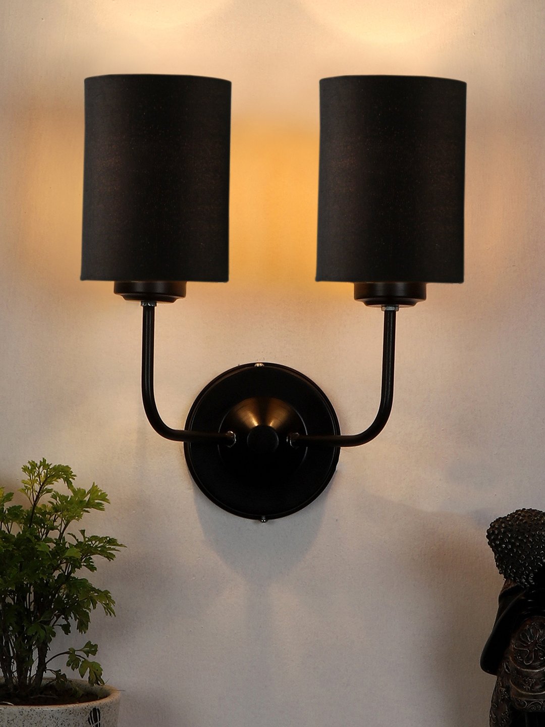 Ambika Home Dual Black cotton Wall mounted Lamp with Iron Base Decorative Wall Lamp for Living Room, Bedroom & Hallway - Image 3