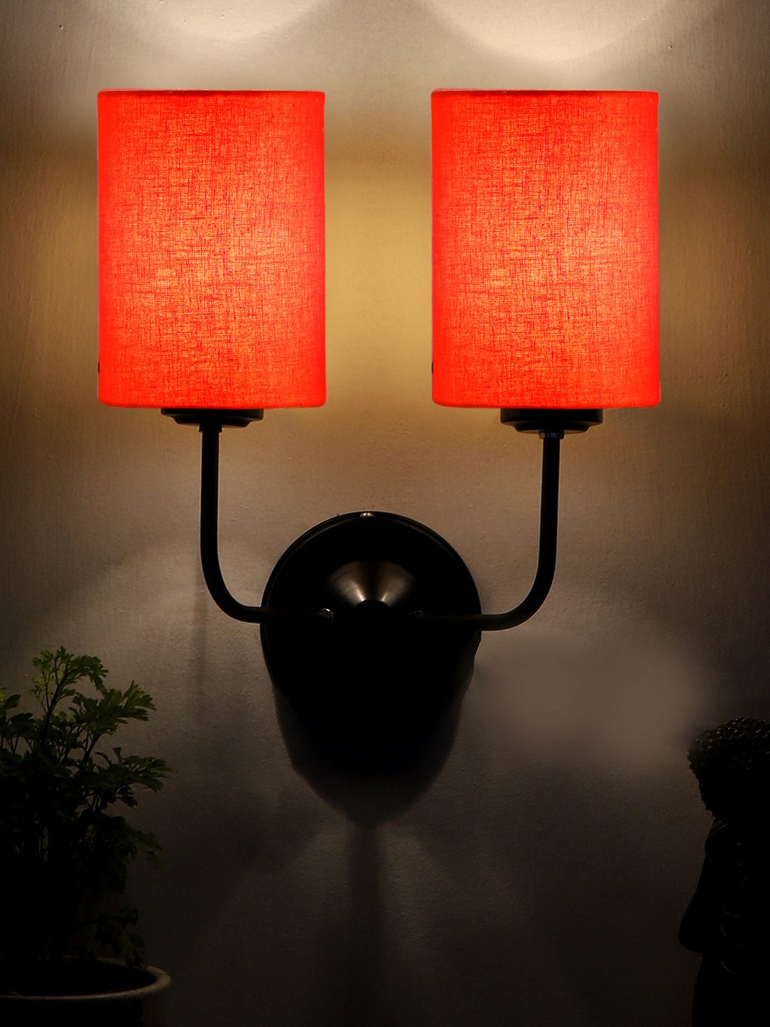 Ambika Home Dual Orange cotton Wall mounted Lamp Iron Base Decorative Wall Lamp for Living Room, Bedroom & Hallway - Image 3
