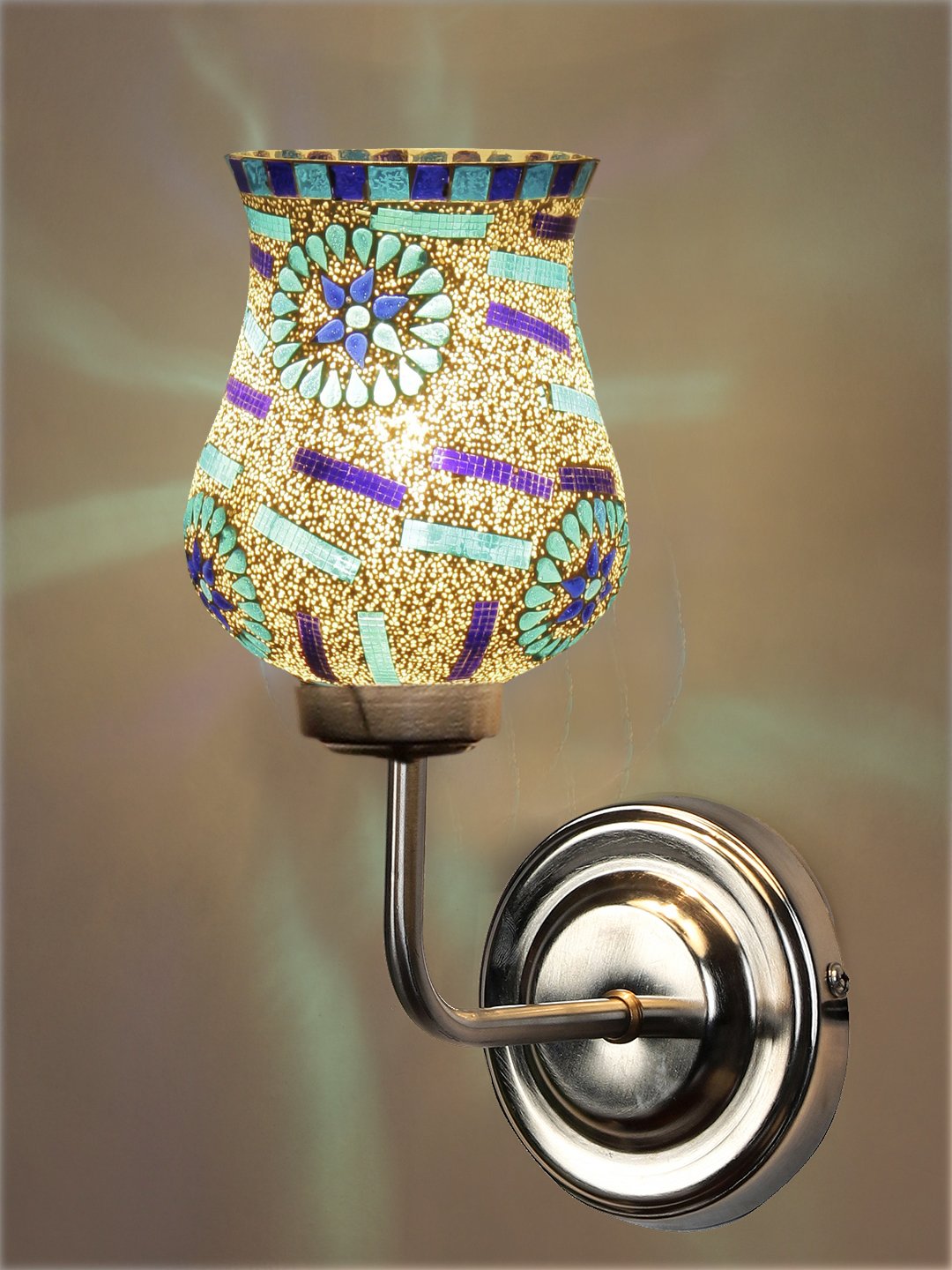 Ambika Home Multicolor Glass Wall Mounted Lamp with Steel Base Decorative Wall Lamp for Living Room, Bedroom & Hallway - Image 4