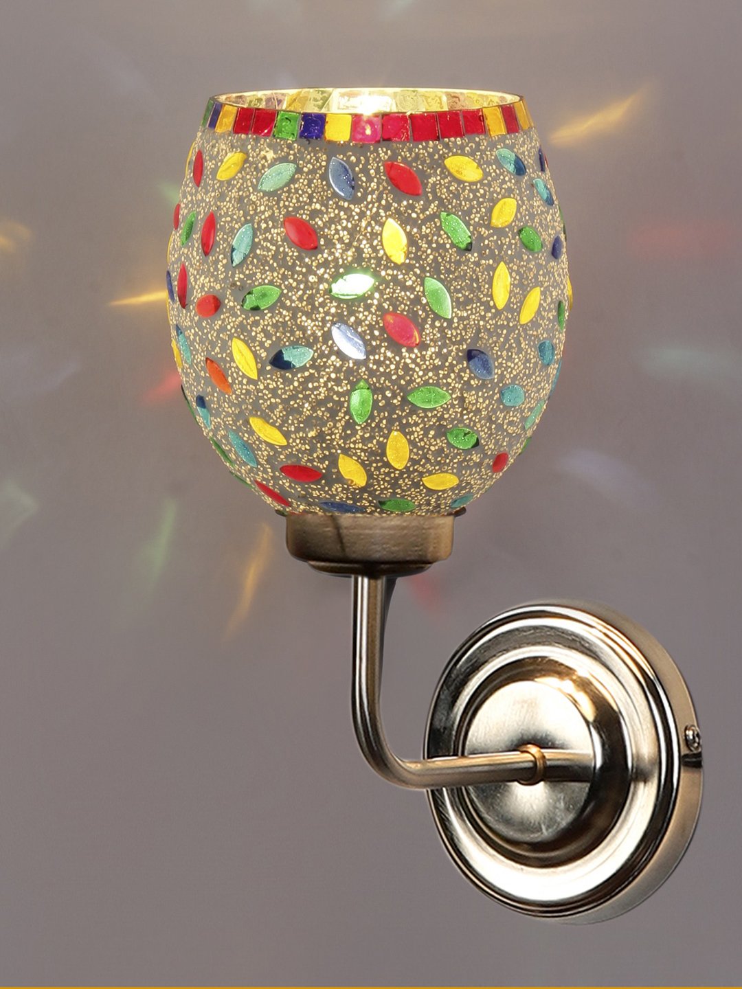 Ambika Home Multicolor Glass Wall Mounted Lamp with Steel Base Decorative Wall Lamp for Living Room, Bedroom & Hallway - Image 3