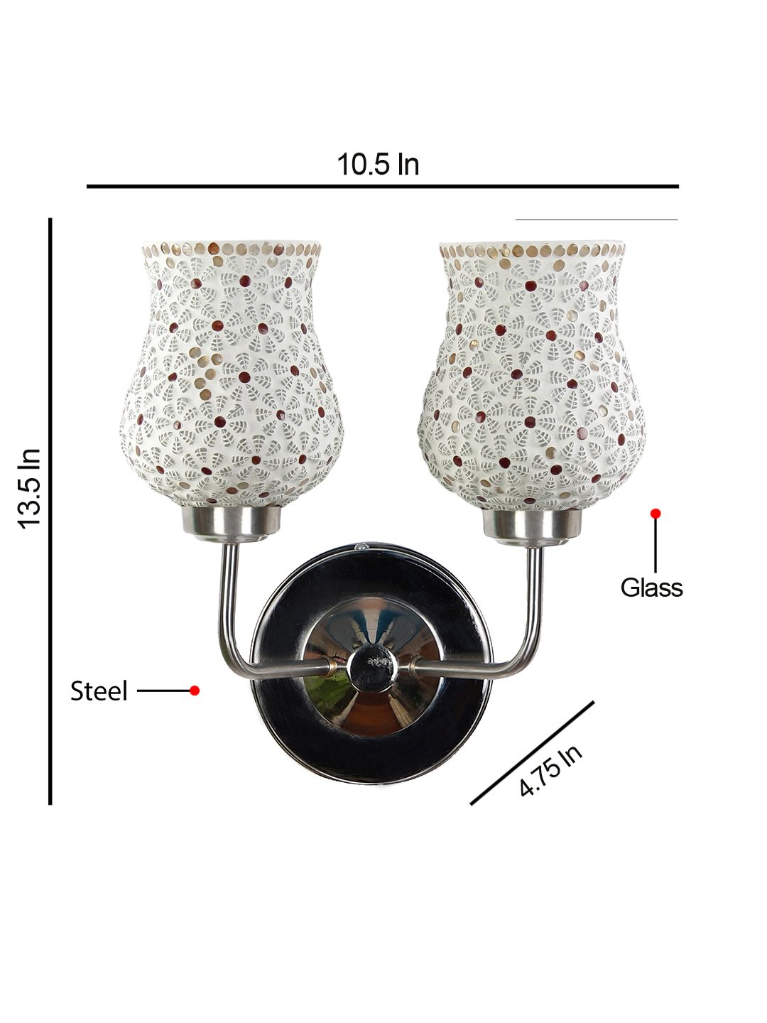 Ambika Home Dual Multicolor Mosaic Glass Wall Mounted Lamp with Steel Base Decorative Wall Lamp for Living Room, Bedroom & Hallway - Image 4