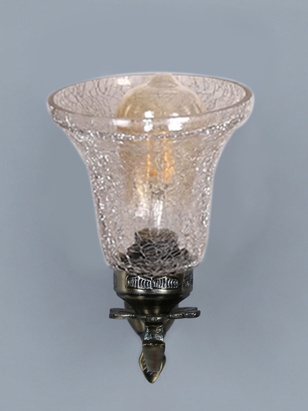 Ambika Home Antique wall lamp with Transparent Crinkle Glass | Modern Wall Light for Living Room Bedroom Hallway Lobby Staircase | Decorative Indoor Wall Sconce - Image 3