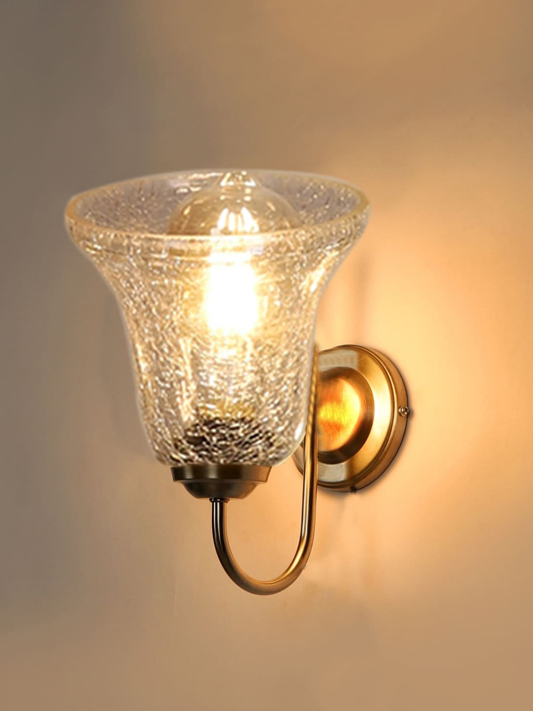 Ambika Home Steel wall mounted lamp with Transparent Crinkle Glass | Modern Wall Light for Living Room Bedroom Hallway Lobby Staircase | Decorative Indoor Wall Sconce - Image 7