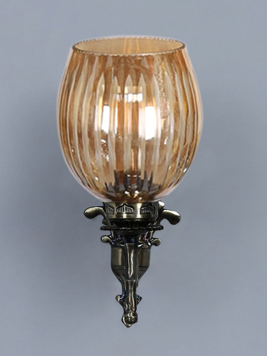 Ambika Home Antique wall lamp with Diamond Cut Smoke Glass | Modern Wall Light for Living Room Bedroom Hallway Lobby Staircase | Decorative Indoor Wall Sconce - Image 3
