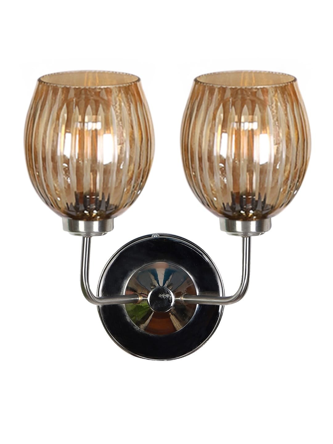 Ambika Home Dual Wall mounted Steel lamp with Diamond Cut Smoke Glass | Modern Wall Light for Living Room Bedroom Hallway Lobby Staircase | Decorative Indoor Wall Sconce - Image 4