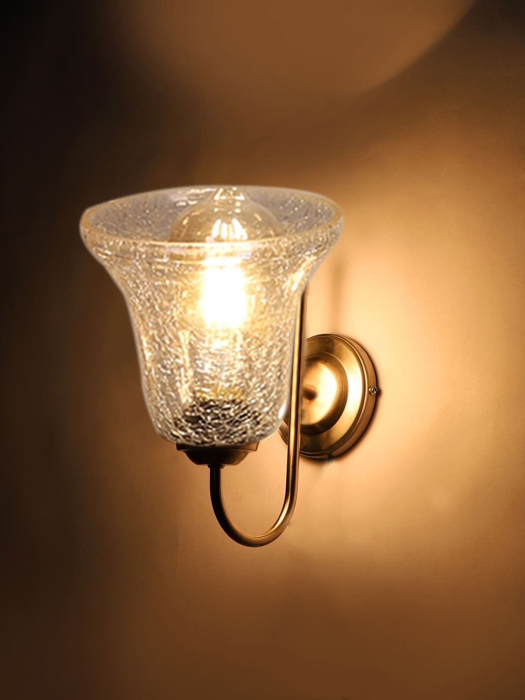 Ambika Home Steel wall mounted lamp with Transparent Crinkle Glass | Modern Wall Light for Living Room Bedroom Hallway Lobby Staircase | Decorative Indoor Wall Sconce - Image 6