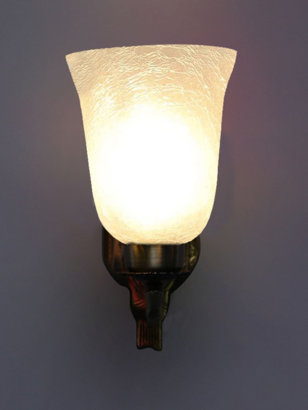 Ambika Home Antique wall lamp with White Milky Crinkle Glass | Modern Wall Light for Living Room Bedroom Hallway Lobby Staircase | Decorative Indoor Wall Sconce - Image 4