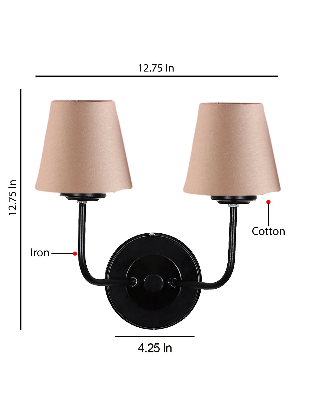Ambika Home Dual Grey cotton Wall mounted Lamp Iron Base Decorative Wall Lamp for Living Room, Bedroom & Hallway - Image 5