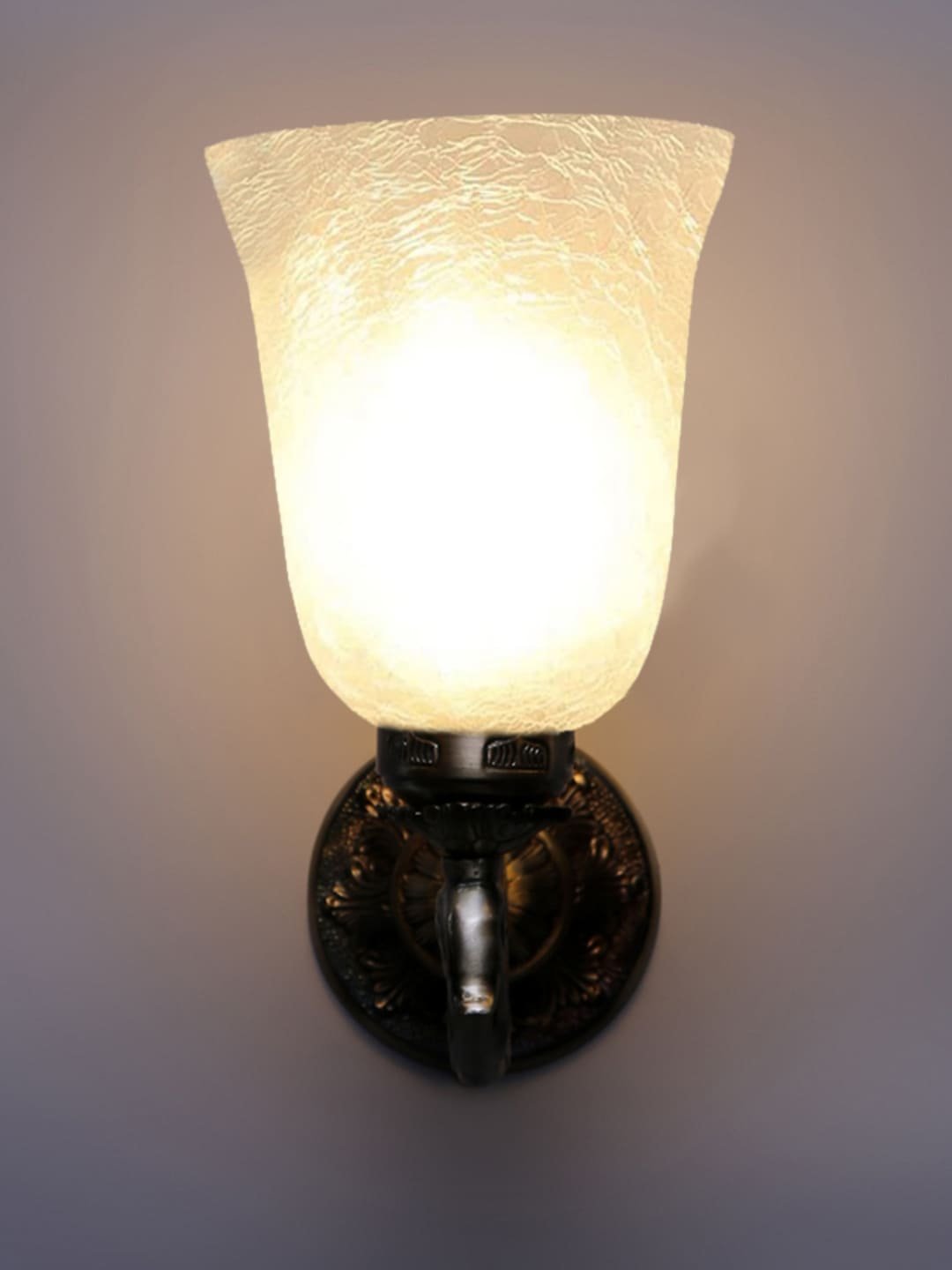 Ambika Home Antique wall lamp with White Milky Crinkle Glass | Modern Wall Light for Living Room Bedroom Hallway Lobby Staircase | Decorative Indoor Wall Sconce - Image 5