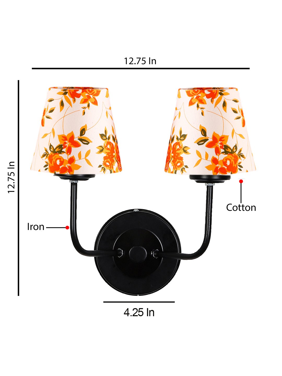 Ambika Home Dual Multicolor cotton shade wall mounted lamp with iron base Decorative Wall Lamp for Living Room, Bedroom & Hallway - Image 5