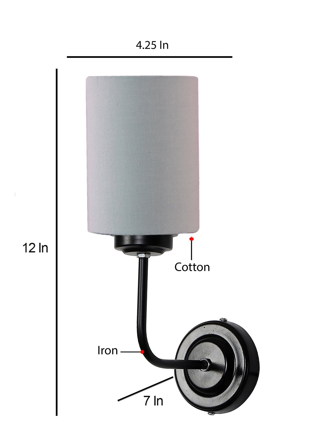 Ambika Home Grey cotton Wall mounted Lamp Iron Base Decorative Wall Lamp for Living Room, Bedroom & Hallway - Image 4