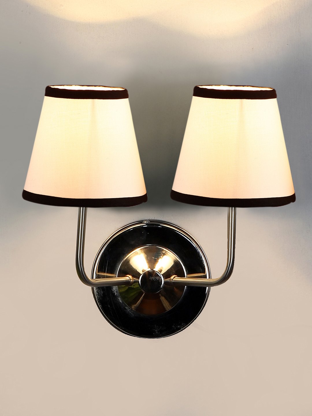 Ambika Home Dual Off White Cotton Wall Mounted Lamp with Steel Base Decorative Wall Lamp for Living Room, Bedroom & Hallway - Image 6