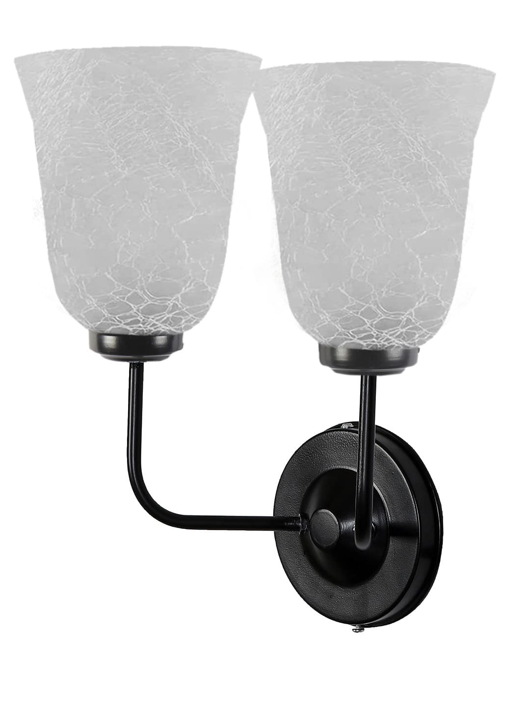 Ambika Home Dual Wall mounted Black lamp with White Milky Crinkle Glass | Modern Wall Light for Living Room Bedroom Hallway Lobby Staircase | Decorative Indoor Wall Sconce - Image 2