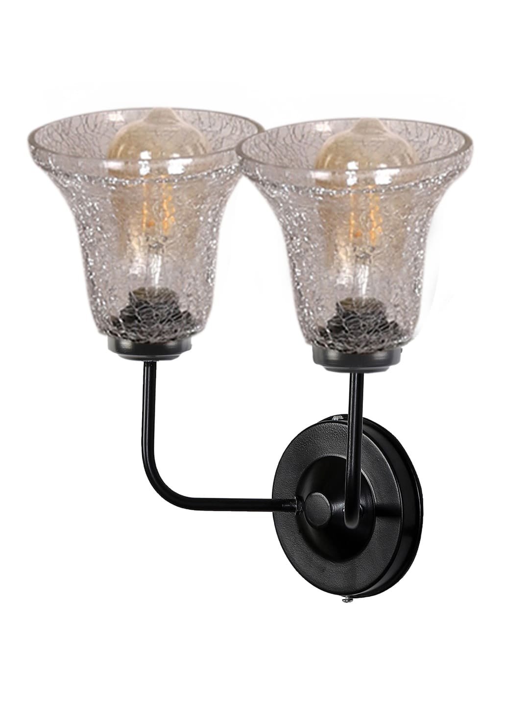 Ambika Home Dual Wall mounted Black lamp with Transparent Crinkle Glass | Modern Wall Light for Living Room Bedroom Hallway Lobby Staircase | Decorative Indoor Wall Sconce - Image 2