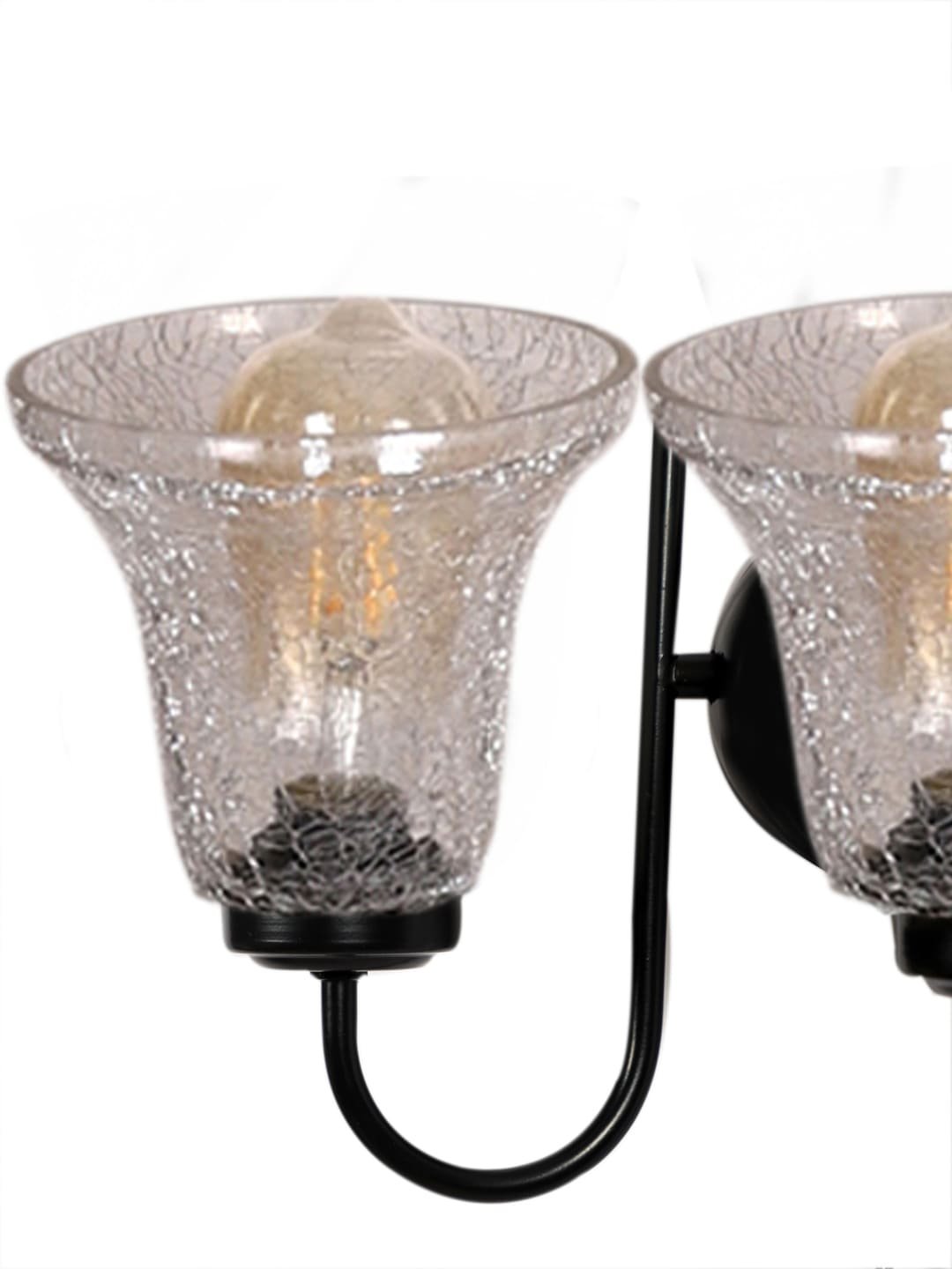 Ambika Home Dual Wall mounted Black lamp with Transparent Crinkle Glass | Modern Wall Light for Living Room Bedroom Hallway Lobby Staircase | Decorative Indoor Wall Sconce - Image 3