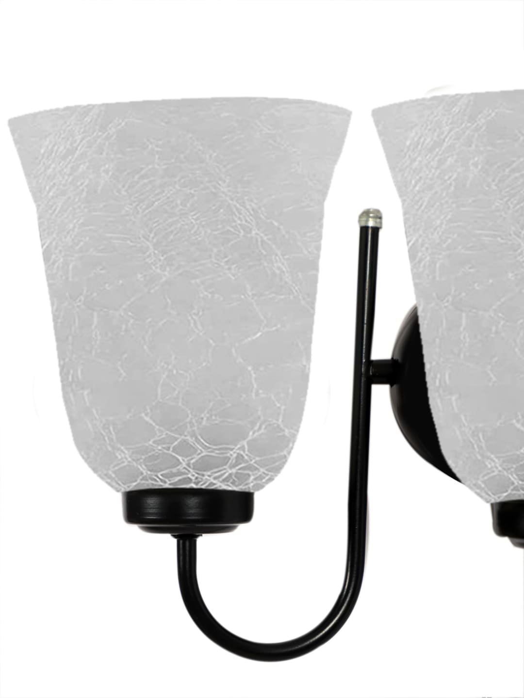 Ambika Home Dual Wall mounted Black lamp with White Milky Crinkle Glass | Modern Wall Light for Living Room Bedroom Hallway Lobby Staircase | Decorative Indoor Wall Sconce - Image 3