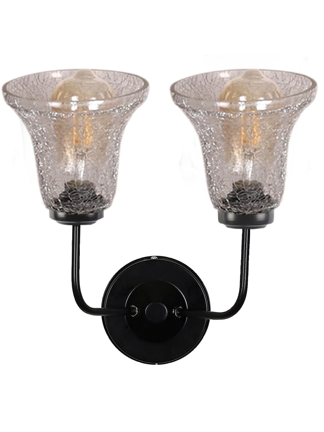 Ambika Home Dual Wall mounted Black lamp with Transparent Crinkle Glass | Modern Wall Light for Living Room Bedroom Hallway Lobby Staircase | Decorative Indoor Wall Sconce - Image 8