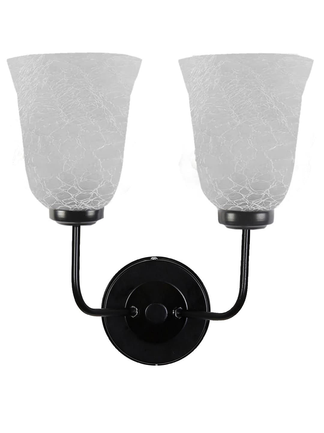 Ambika Home Dual Wall mounted Black lamp with White Milky Crinkle Glass | Modern Wall Light for Living Room Bedroom Hallway Lobby Staircase | Decorative Indoor Wall Sconce - Image 3