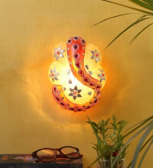 Ambika Home Ganesh Ji Wall Mounted Lamp Multicolor for Home Temple, Room & Entrance