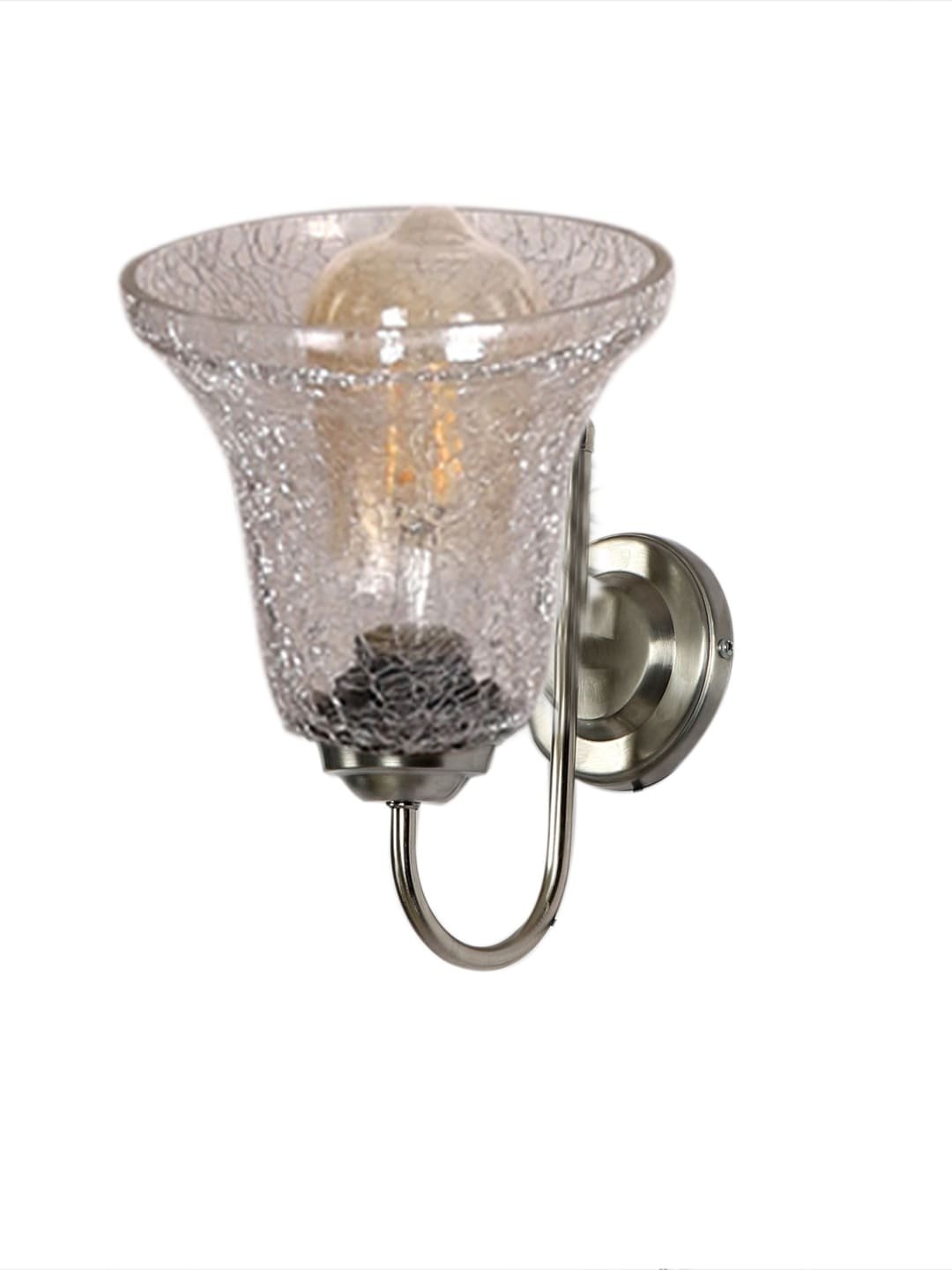 Ambika Home Steel wall mounted lamp with Transparent Crinkle Glass | Modern Wall Light for Living Room Bedroom Hallway Lobby Staircase | Decorative Indoor Wall Sconce - Image 4