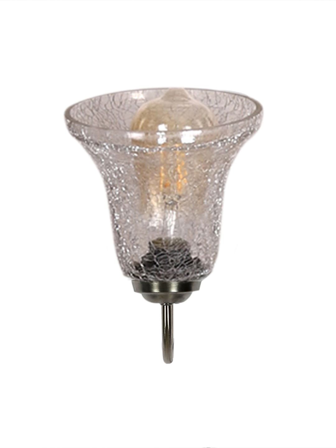 Ambika Home Steel wall mounted lamp with Transparent Crinkle Glass | Modern Wall Light for Living Room Bedroom Hallway Lobby Staircase | Decorative Indoor Wall Sconce - Image 3
