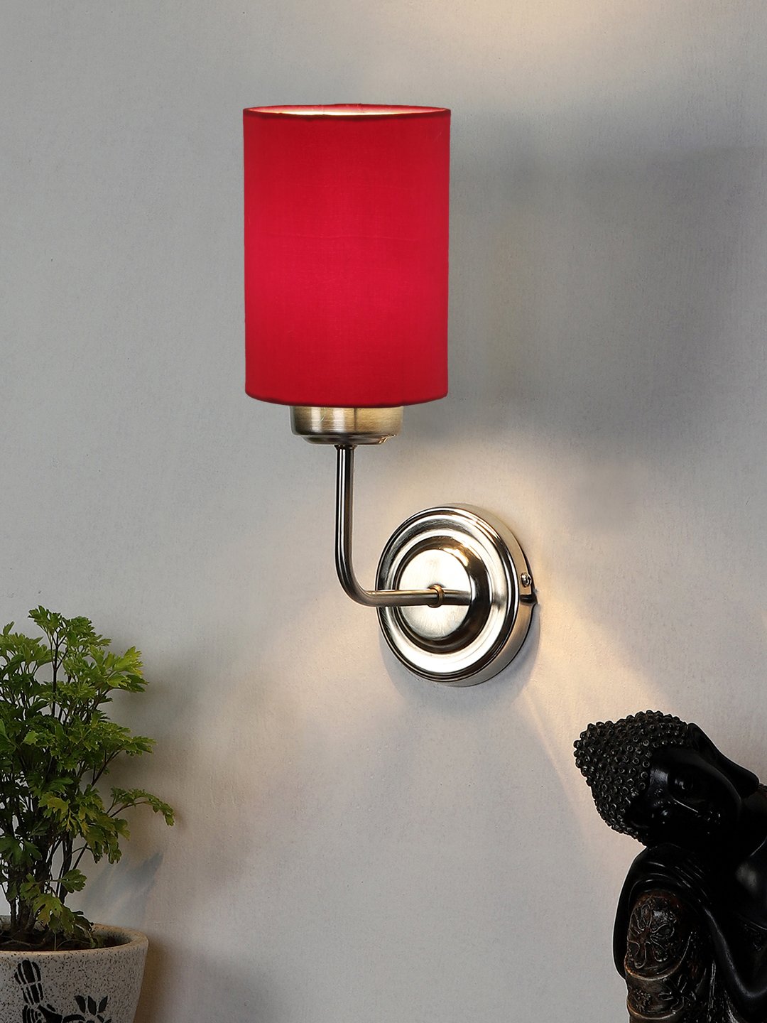 Ambika Home Red cotton Wall mounted Lamp Steel Base Decorative Wall Lamp for Living Room, Bedroom & Hallway - Image 2