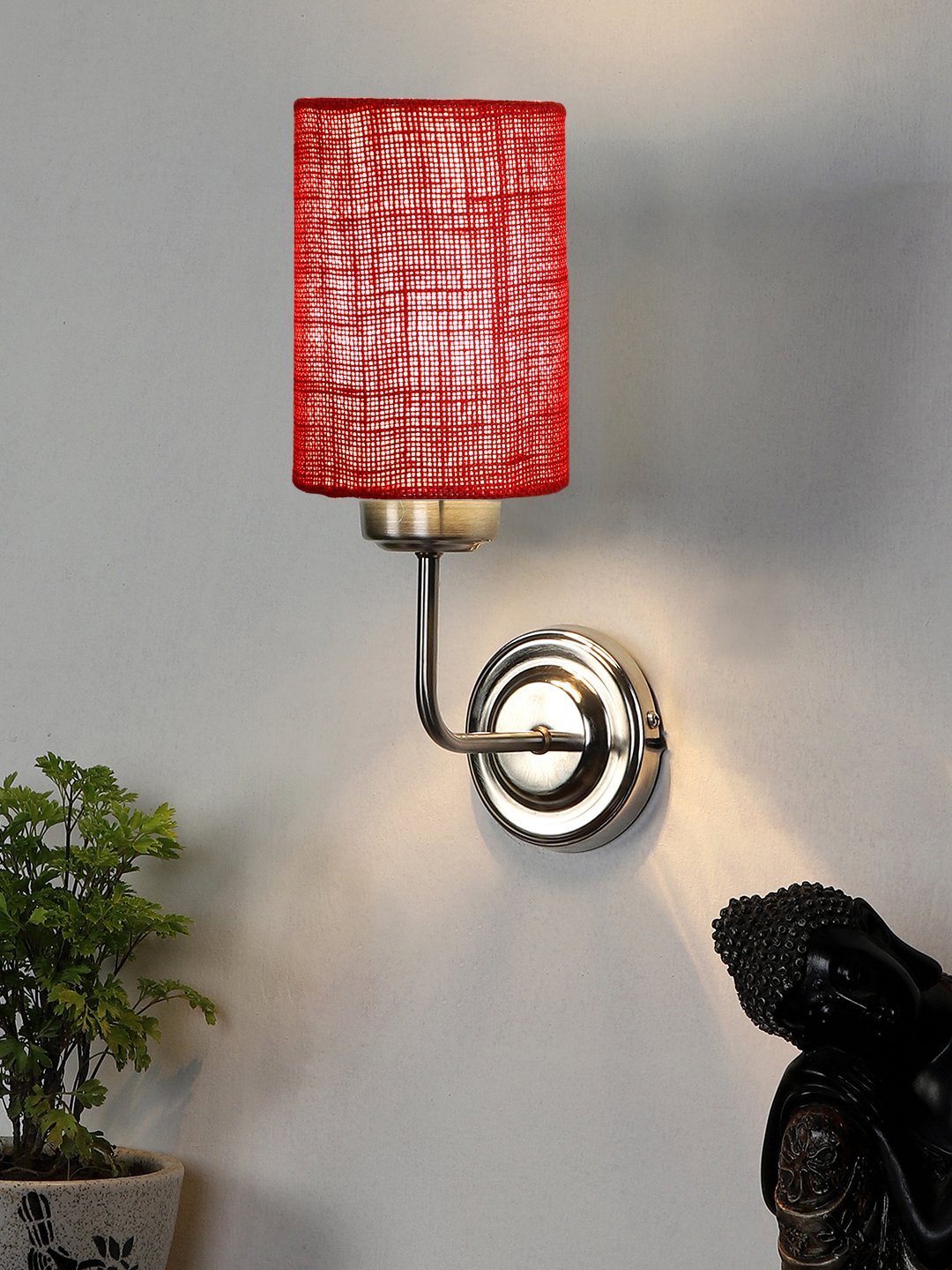 Ambika Home Maroon Jute Wall Mounted Lamp Steel Base Decorative Wall Lamp for Living Room, Bedroom & Hallway - Image 2