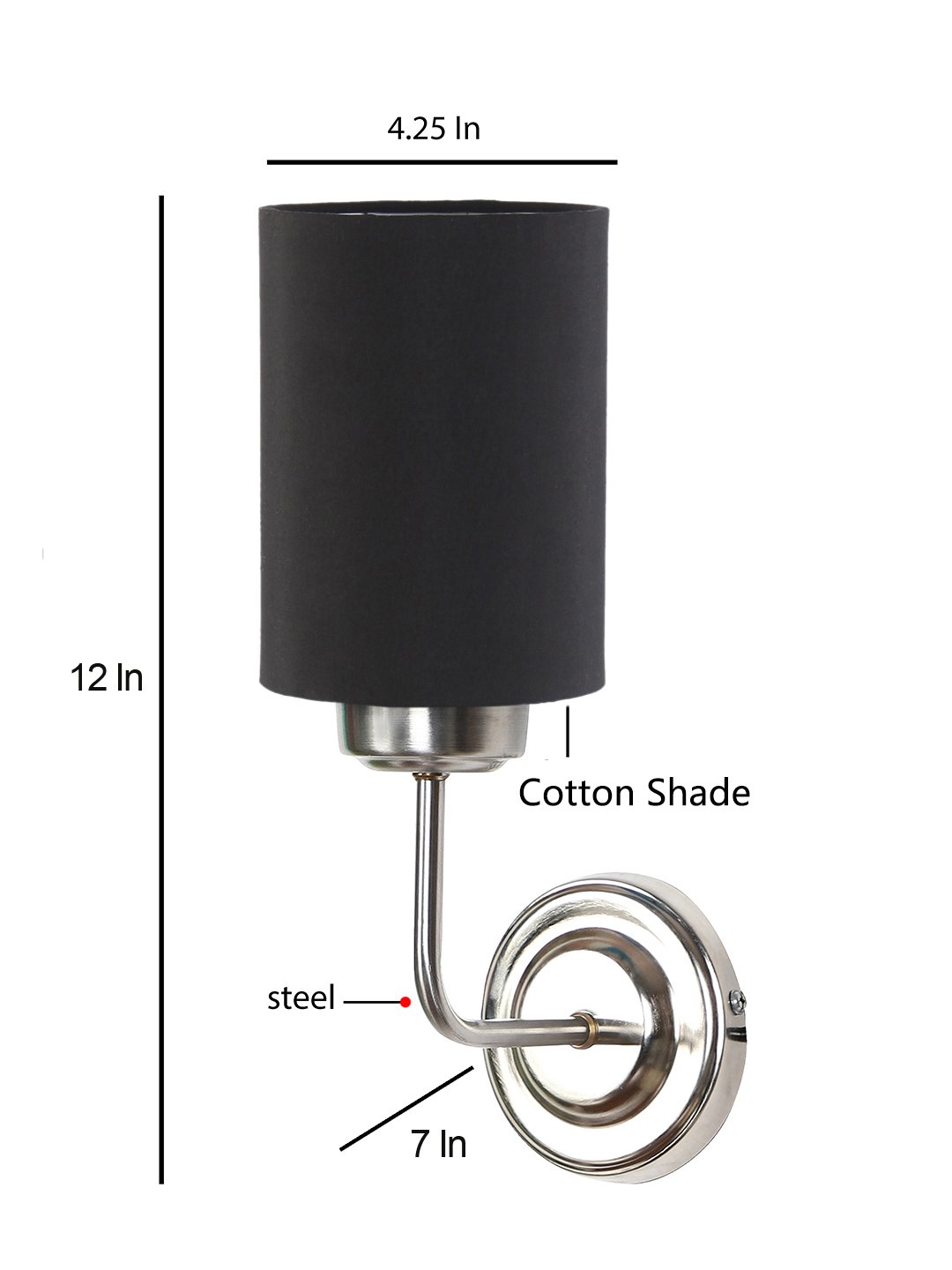 Ambika Home Black cotton Wall mounted Lamp with Steel Base Decorative Wall Lamp for Living Room, Bedroom & Hallway - Image 5
