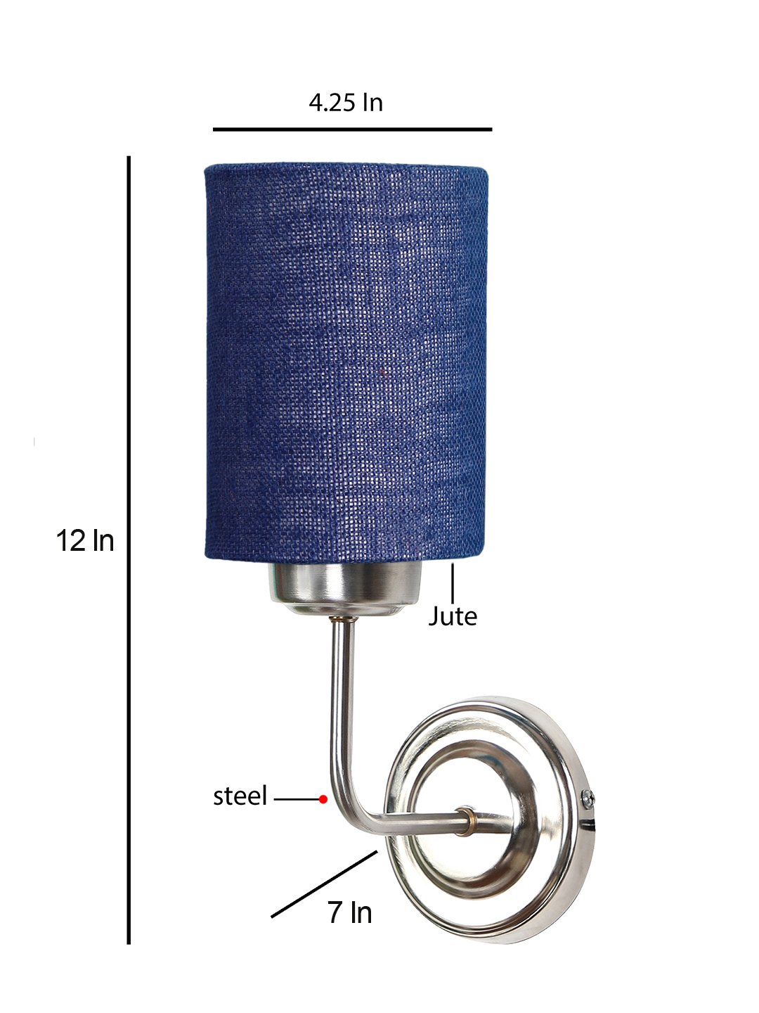 Ambika Home Blue Jute Wall Mounted Lamp Steel Base Decorative Wall Lamp for Living Room, Bedroom & Hallway - Image 5