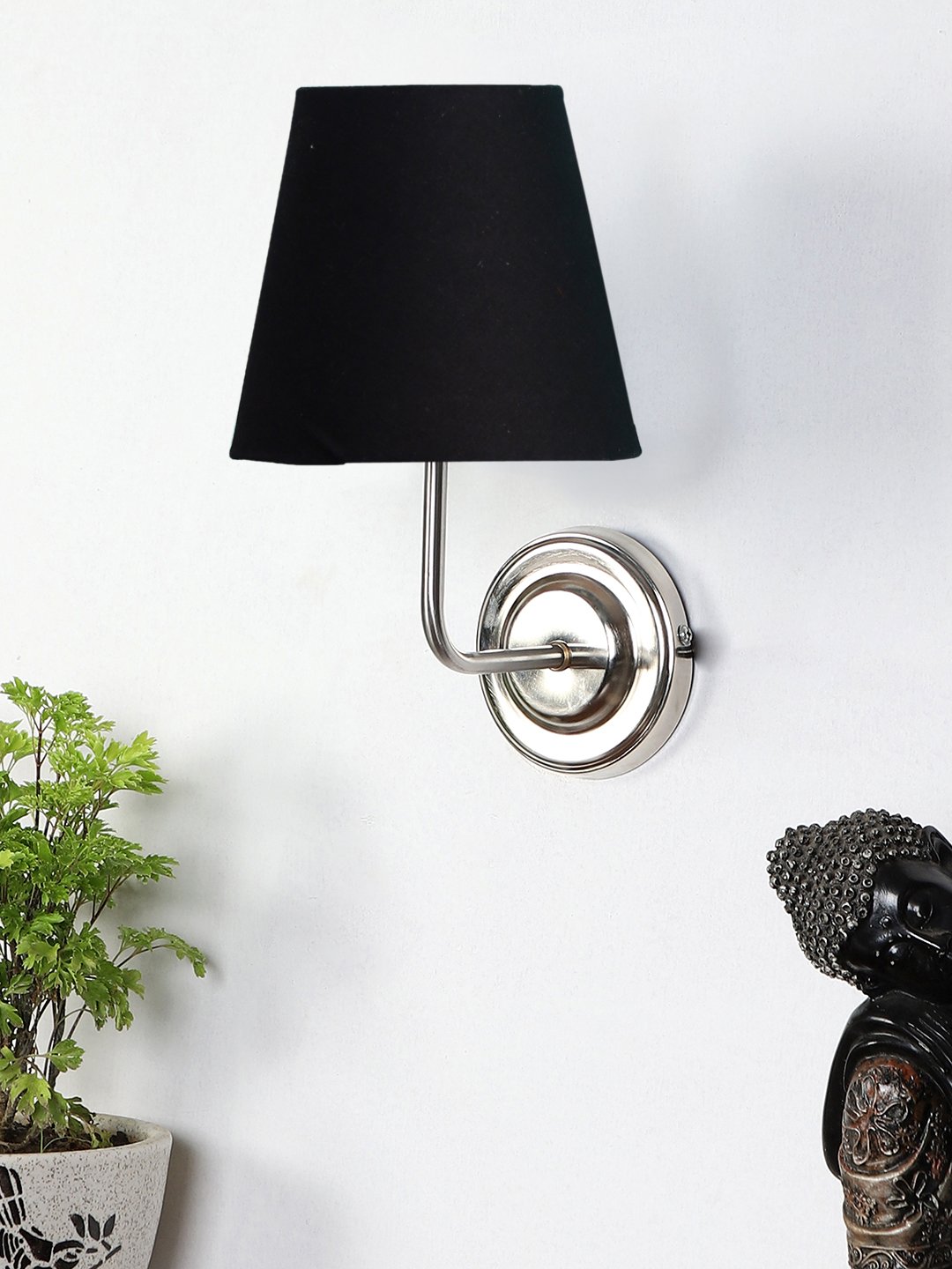 Ambika Home Black cotton Wall mounted Lamp with Steel Base Decorative Wall Lamp for Living Room, Bedroom & Hallway