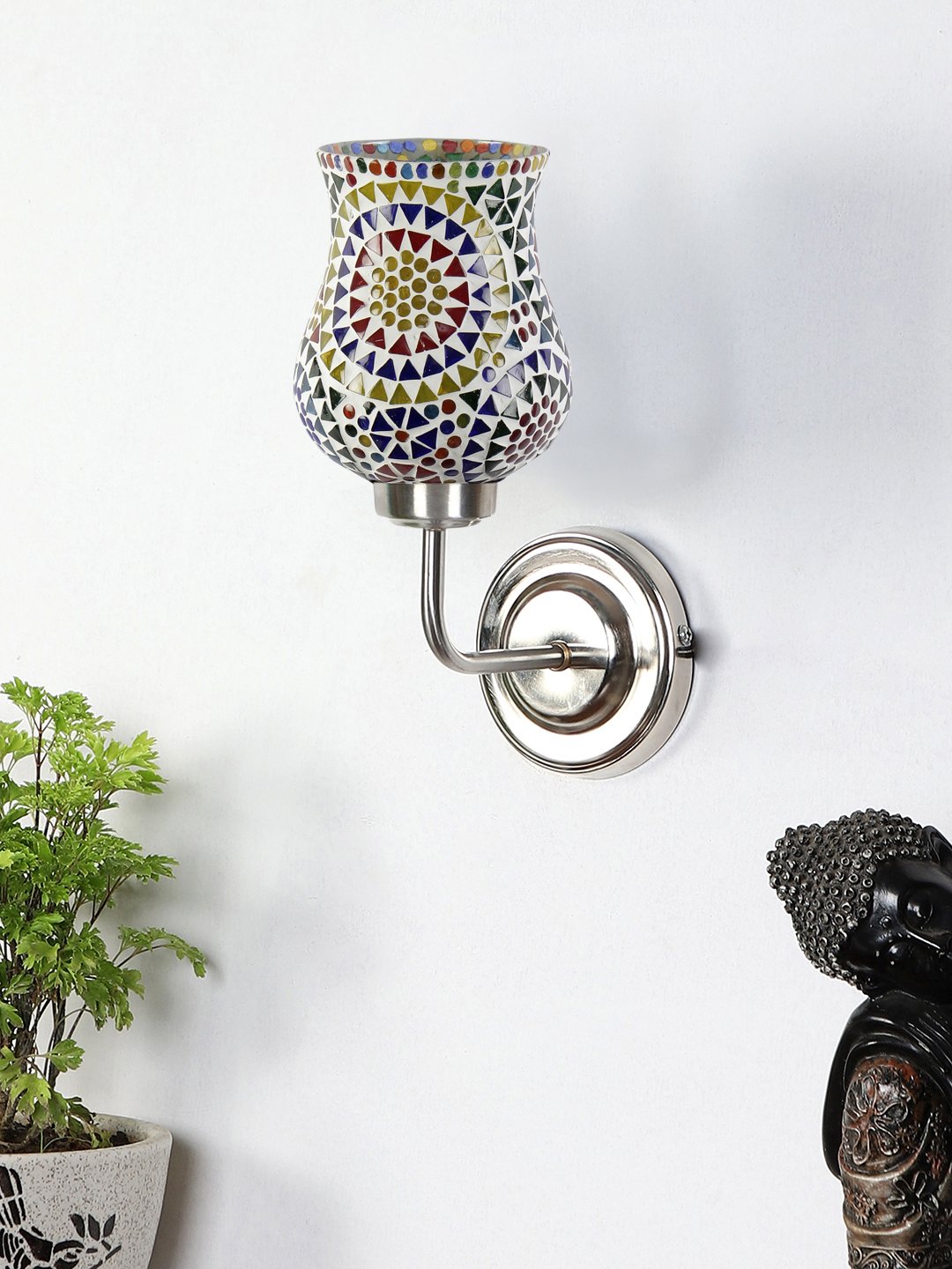 Ambika Home Multicolor Glass Wall Mounted Lamp with Steel Base Decorative Wall Lamp for Living Room, Bedroom & Hallway
