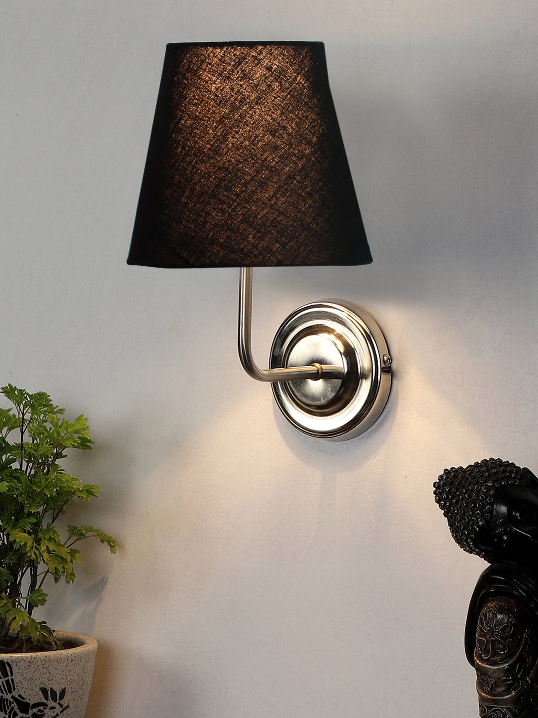 Ambika Home Black cotton Wall mounted Lamp with Steel Base Decorative Wall Lamp for Living Room, Bedroom & Hallway - Image 2