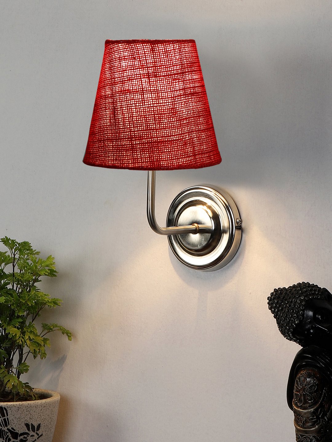 Ambika Home Maroon Jute Wall Mounted Lamp Steel Base Decorative Wall Lamp for Living Room, Bedroom & Hallway - Image 2