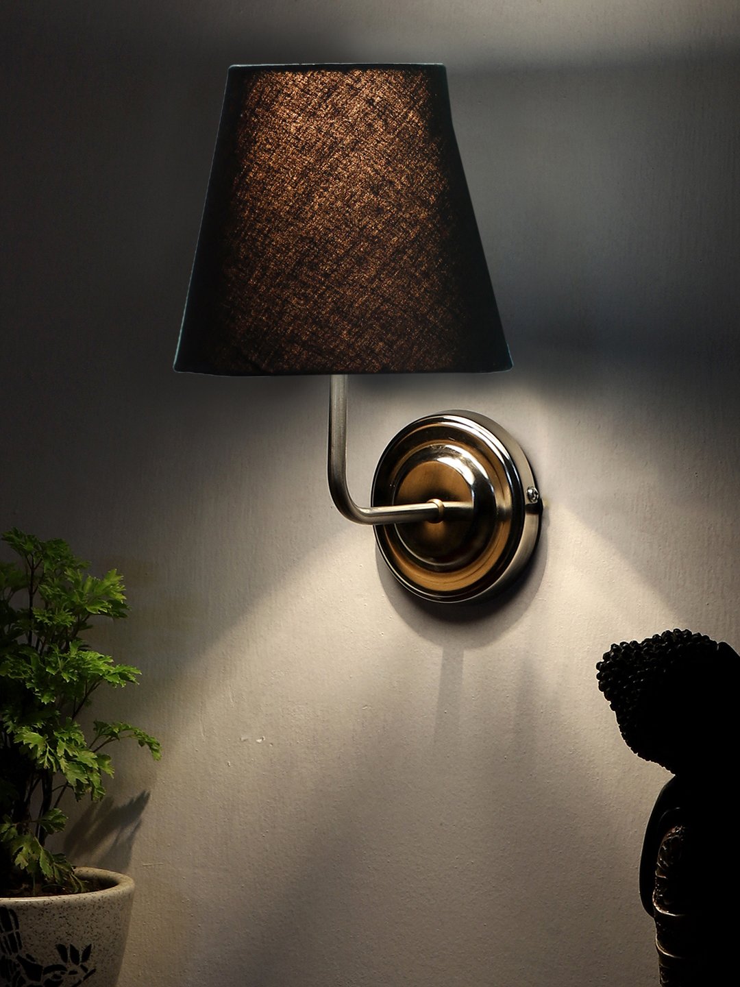 Ambika Home Black cotton Wall mounted Lamp with Steel Base Decorative Wall Lamp for Living Room, Bedroom & Hallway - Image 3