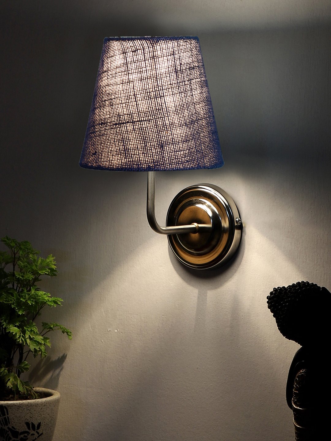 Ambika Home Blue Jute Wall Mounted Lamp Steel Base Decorative Wall Lamp for Living Room, Bedroom & Hallway - Image 3