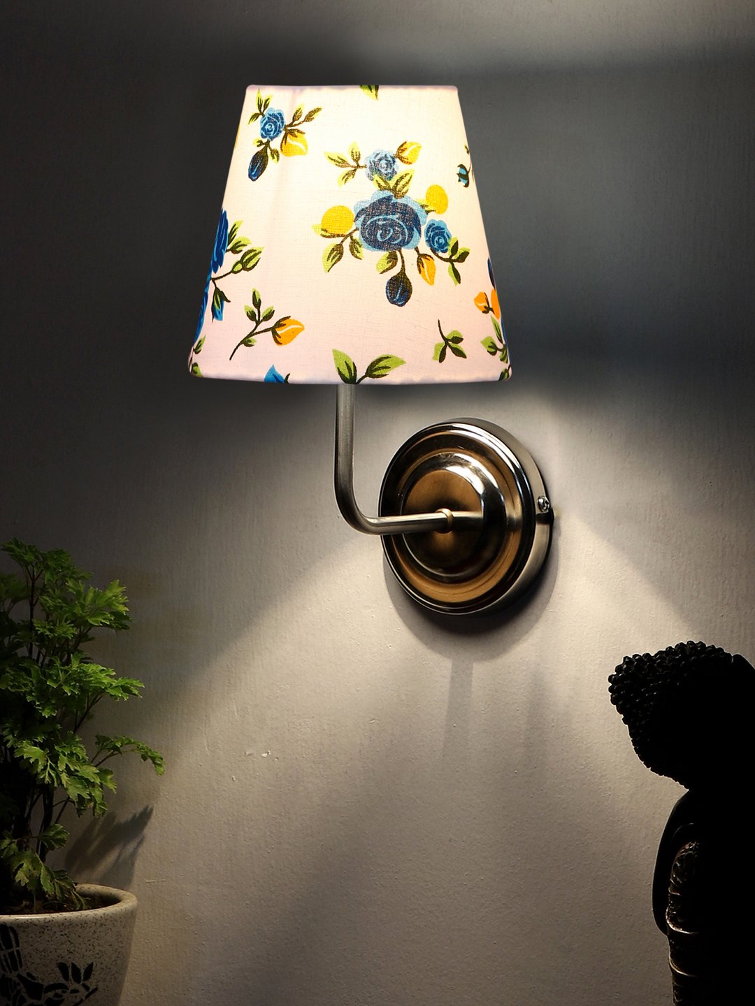 Ambika Home Multicolor cotton shade wall mounted lamp with Steel Base Decorative Wall Lamp for Living Room, Bedroom & Hallway - Image 3