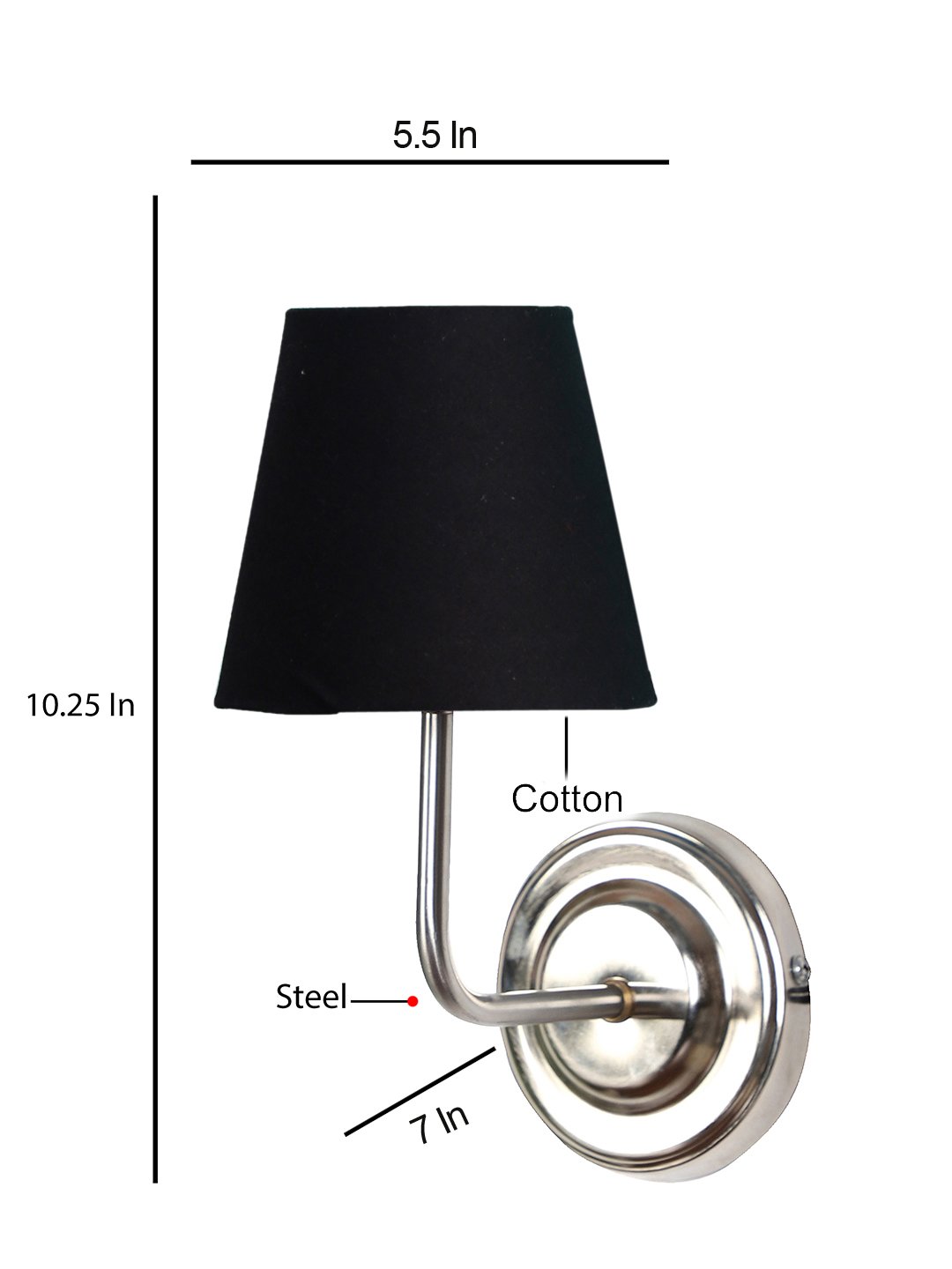 Ambika Home Black cotton Wall mounted Lamp with Steel Base Decorative Wall Lamp for Living Room, Bedroom & Hallway - Image 5