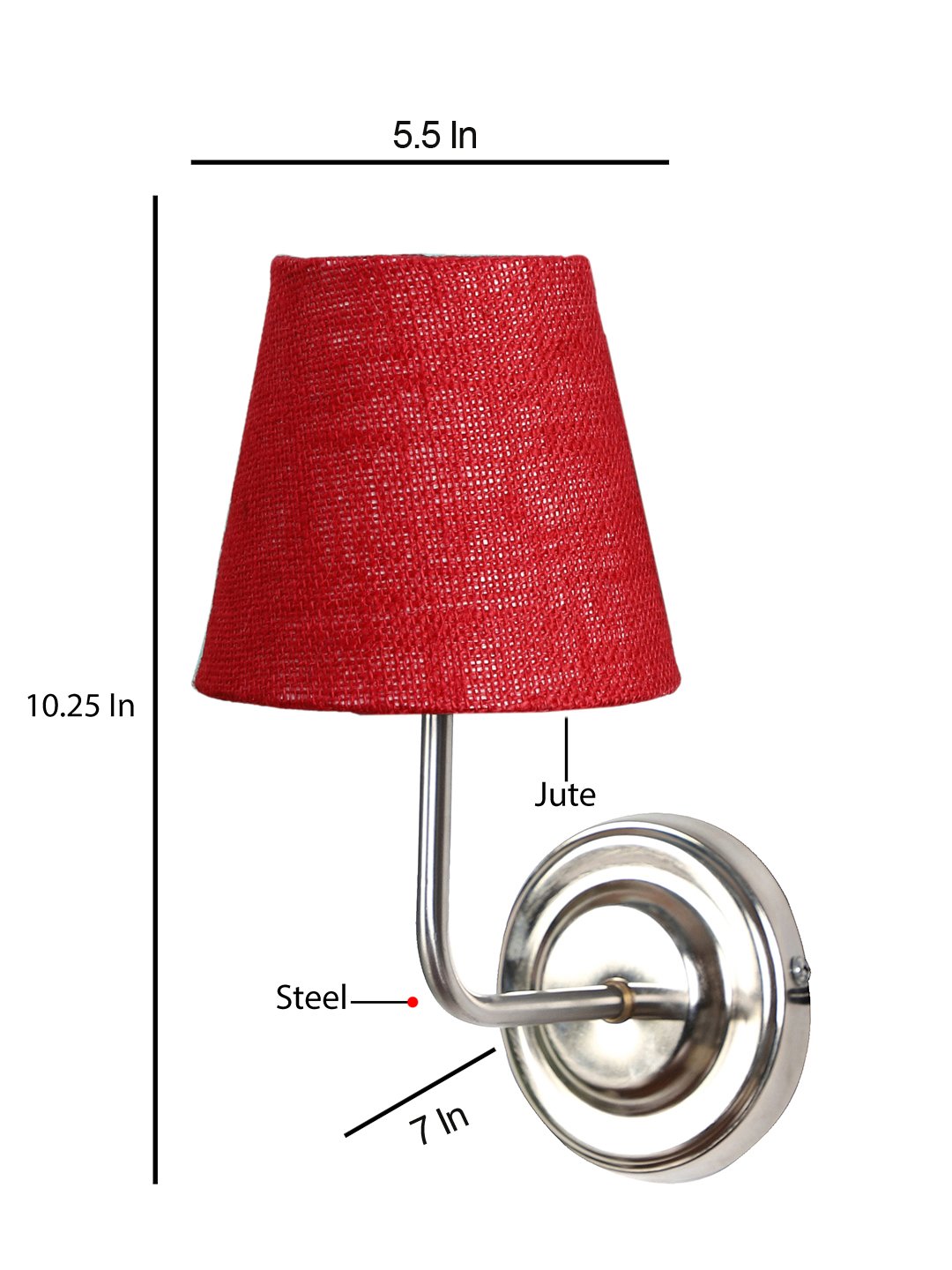 Ambika Home Maroon Jute Wall Mounted Lamp Steel Base Decorative Wall Lamp for Living Room, Bedroom & Hallway - Image 5