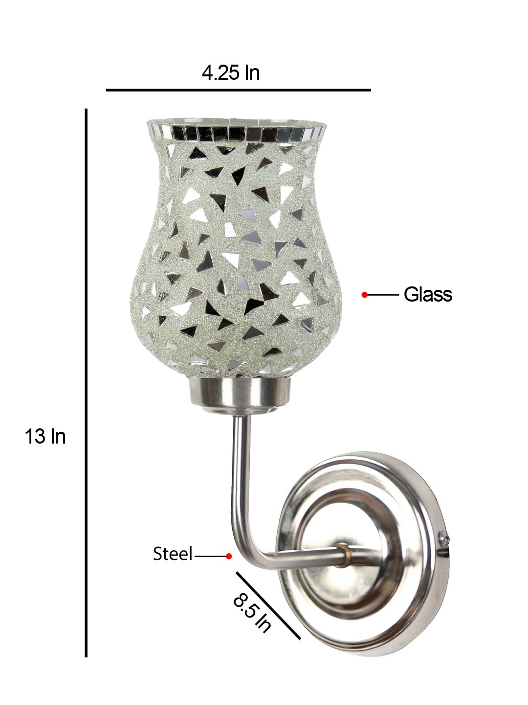 Ambika Home Multicolor Glass Wall Mounted Lamp with Steel Base Decorative Wall Lamp for Living Room, Bedroom & Hallway - Image 5