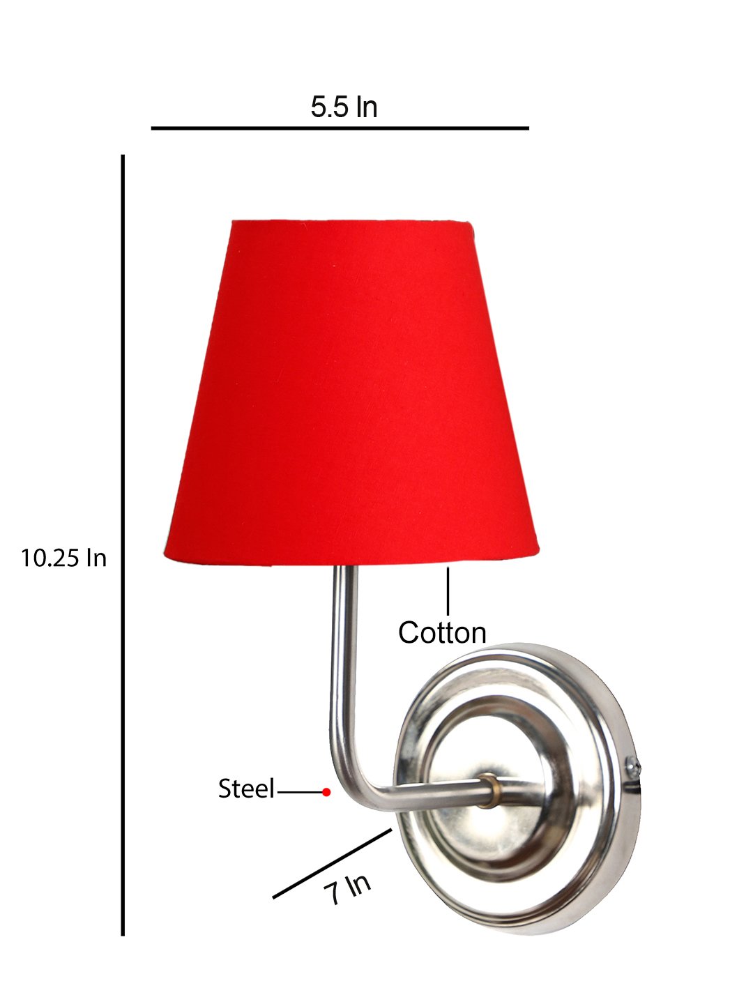 Ambika Home Red cotton Wall mounted Lamp Steel Base Decorative Wall Lamp for Living Room, Bedroom & Hallway - Image 5