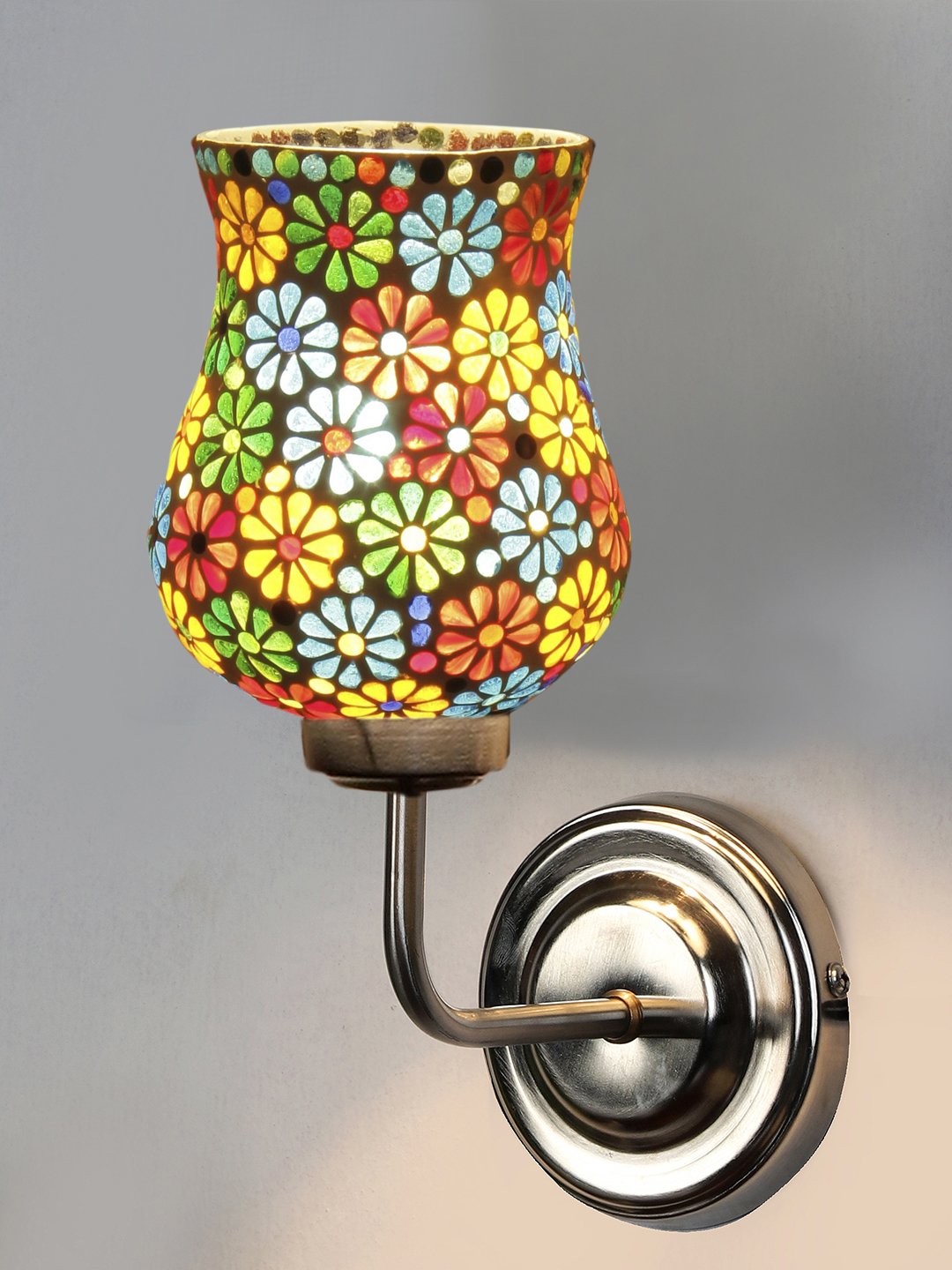 Ambika Home Multicolor Glass Wall Mounted Lamp with Steel Base Decorative Wall Lamp for Living Room, Bedroom & Hallway - Image 6