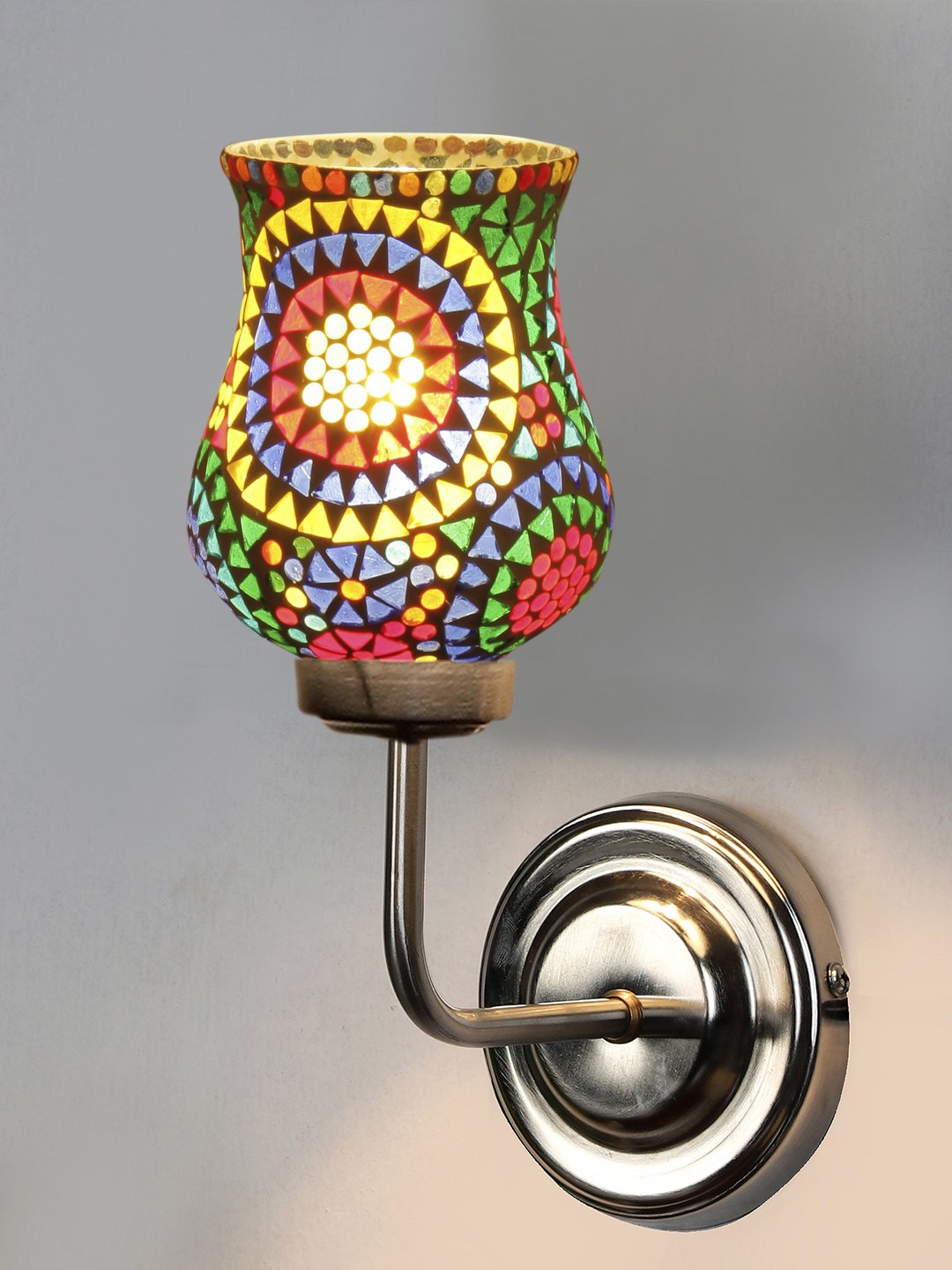 Ambika Home Multicolor Glass Wall Mounted Lamp with Steel Base Decorative Wall Lamp for Living Room, Bedroom & Hallway - Image 6