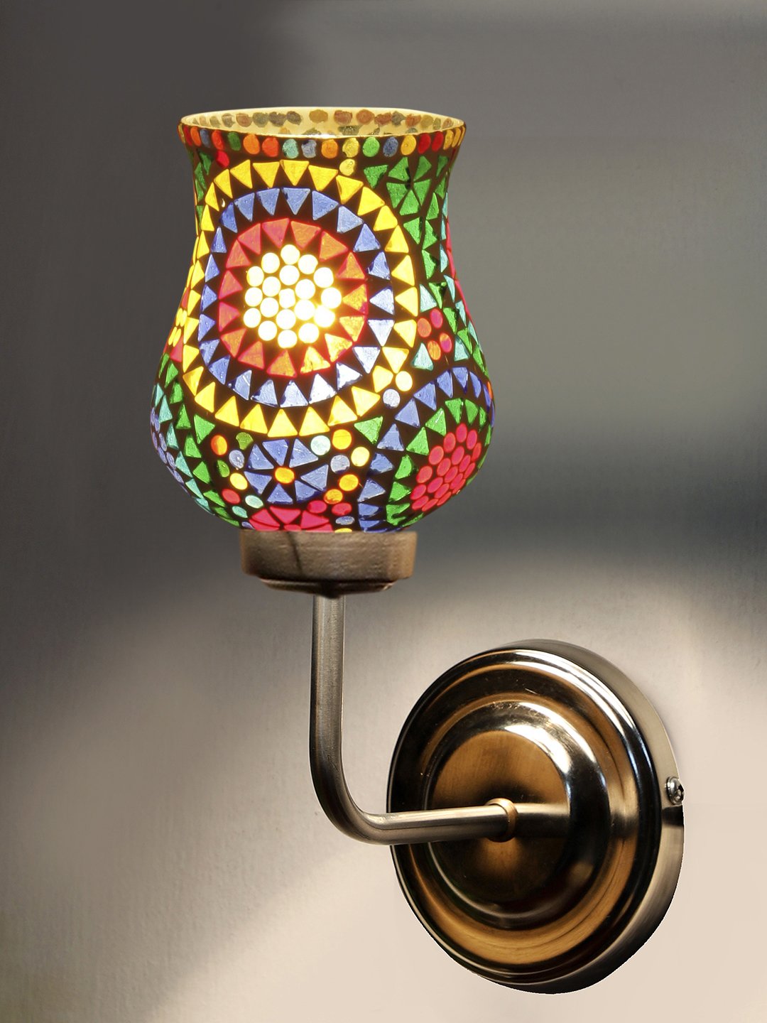 Ambika Home Multicolor Glass Wall Mounted Lamp with Steel Base Decorative Wall Lamp for Living Room, Bedroom & Hallway - Image 7