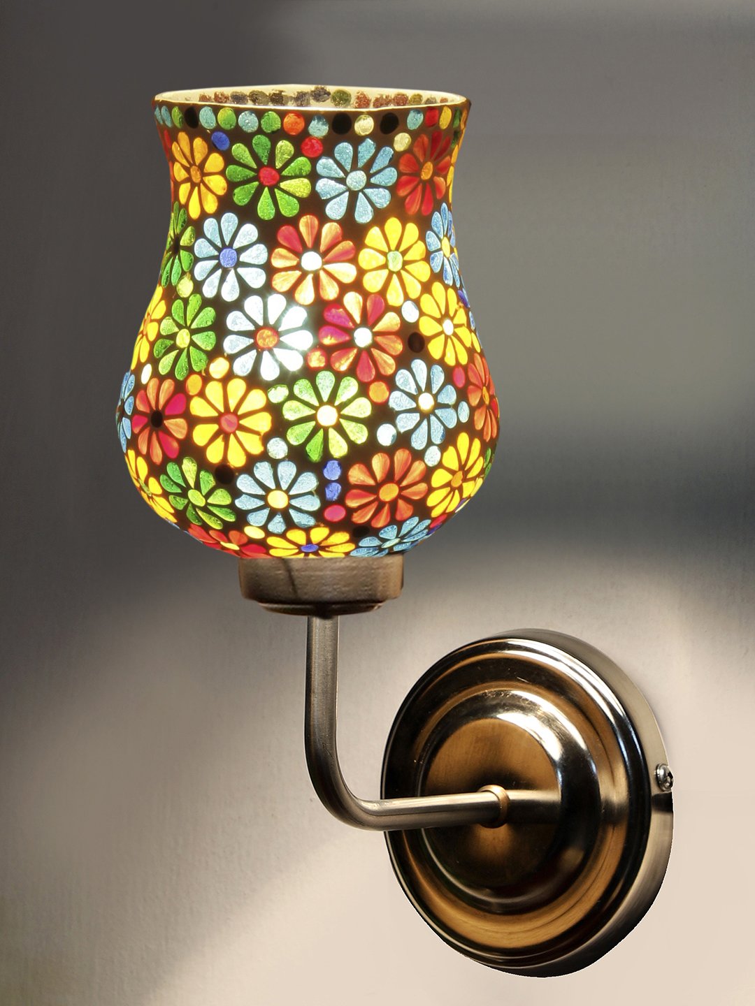 Ambika Home Multicolor Glass Wall Mounted Lamp with Steel Base Decorative Wall Lamp for Living Room, Bedroom & Hallway - Image 7