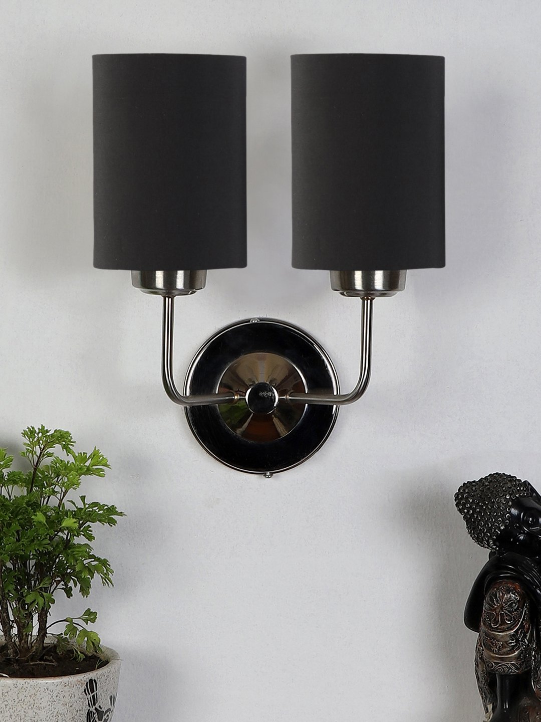 Ambika Home Dual Black cotton Wall mounted Lamp with Steel Base Decorative Wall Lamp for Living Room, Bedroom & Hallway - Image 10